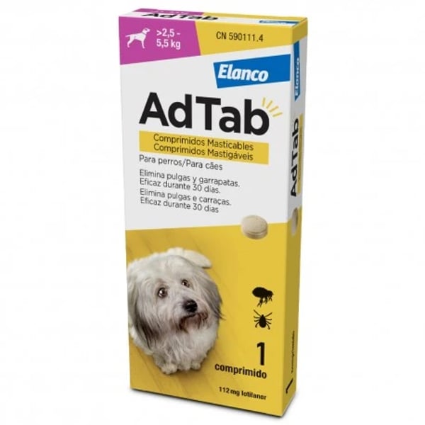 AdTab Comp >2.5-5.5Kg 112Mg Cão, 112 mg comp mast VET