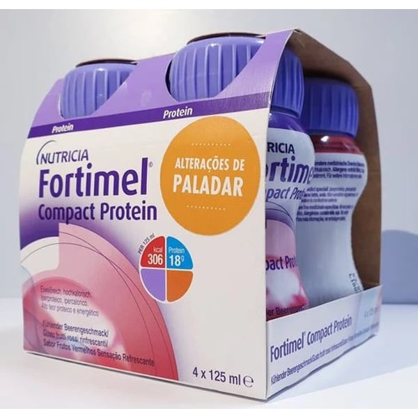 Fortimel Compact Protein Frutos Vermelhos Sensação Refrescante Sol 125ml x4