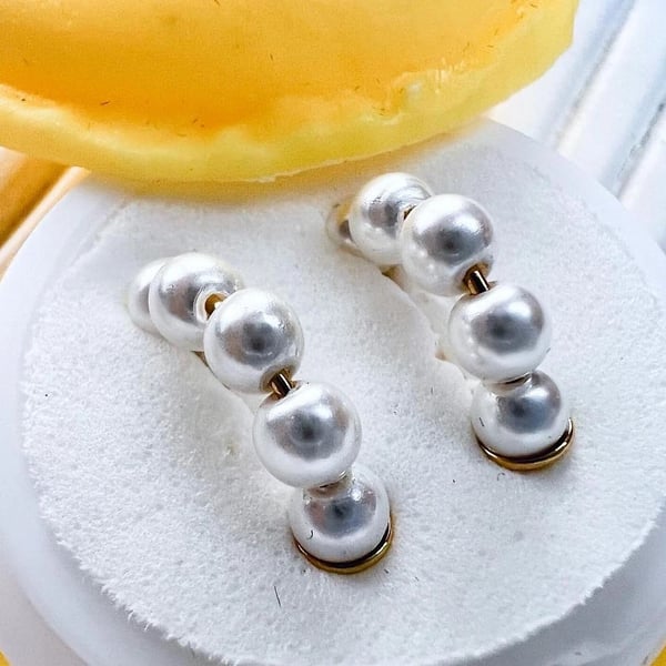 Macaron Brinco Pearl Hoop - Amarelo 1500